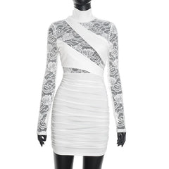 White lace dress on a mannequin against a white background