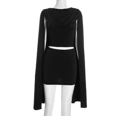 Draped Shawl Top & Mini Skirt Matching Set