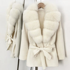 Faux Fur Trim Belted Jacket