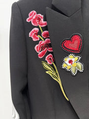 Black Beaded Embroidered Blazer and Trousers Suit