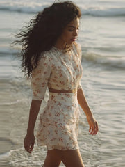 Floral Print Cropped Top and Ruffled Skirt Set