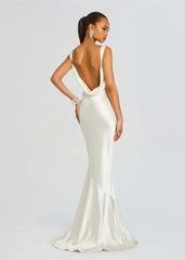 Satin Cowl Neck Open Back Maxi Dress