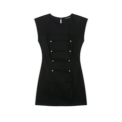 Button Detail Cap Sleeve Dress