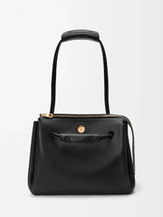 Structured Microfiber Leather Shoulder Bag – Modern Zip-Top Edition