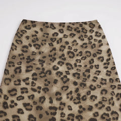 Leopard Print Lace Midi Skirt