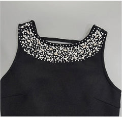 Pearl Chain Backless Sleeveless Maxi Dress