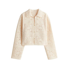 Beige lace cardigan on a white background