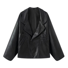 Black leather jacket on a white background