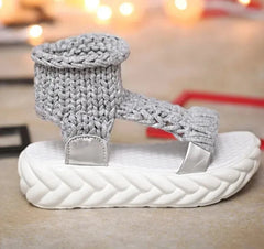 Platform Gladiator Knitted Elastic Shoes Ladies Flat Sandals