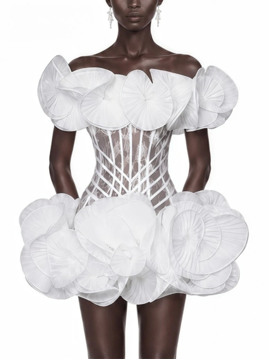 Back view of the mini dress showing zipper closure
