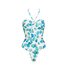 Abstract Blue Dot Print Swimwear Set