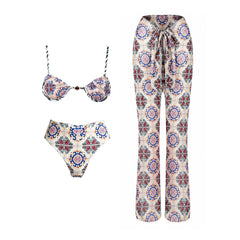 Geometric Patterned Two Piece Swimwear Set