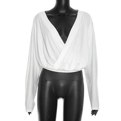 Deep V Neck Draped Crop Top