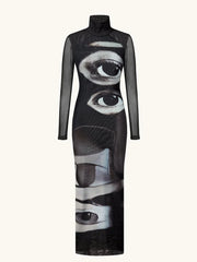 Dress with eye pattern on a white background