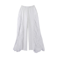 White lace pants on a white background