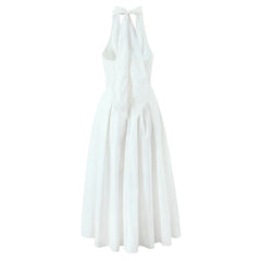 White halter neck dress on a white background