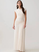 Cross neck draped maxi dress