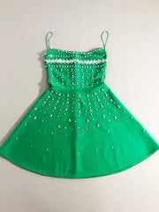Strapless Crystal-Embellished A-Line Mini Dress