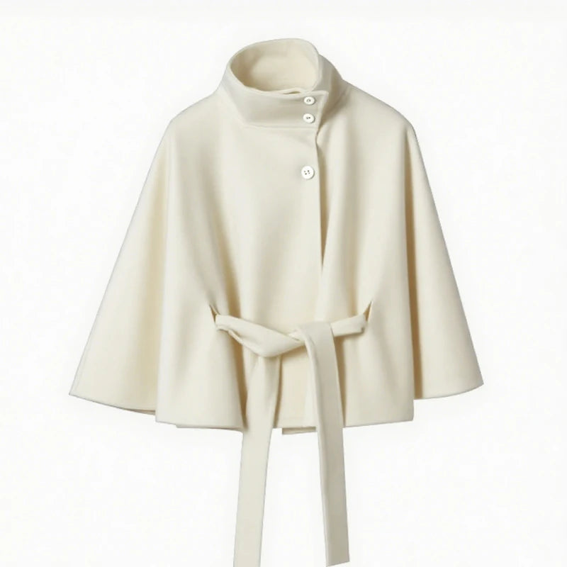 White cape with buttons on a white background