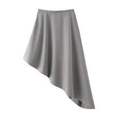 Grey Asymmetrical High-Waisted Skirt