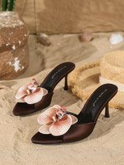 Orchid Embellished Satin Heels
