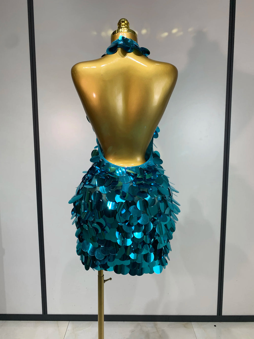 Halter Sequin Mini Dress back view