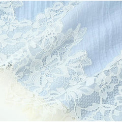 Blue Lace Trim Tank Top and Midi Skirt Set