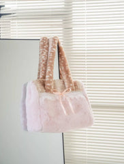 Plush Lace Bow Shoulder Bag