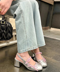 Patent Bowknot Chunky Mary Jane Heels