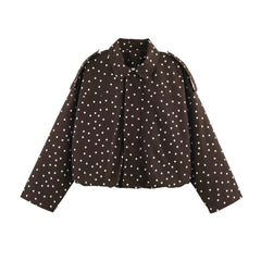 Polka Dot Turn Down Collar Jacket