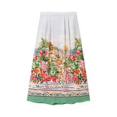 Landscape Sequence Printed Crop Top and Midi Skirt Set