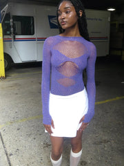 Mesh Elastic Sequin Long Sleeve Bodysuit