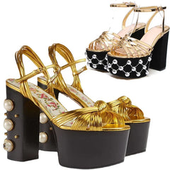 Chunky Platform Rivet Ankle Strap Sandals