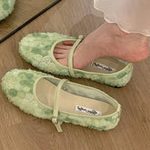 Floral mesh Mary Jane flat shoe