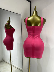Solid Halter Strap Bandage Mini Dress