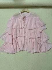 Tiered Ruffle Long Sleeve Loose-Fit Blouse