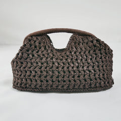 Coffee woven handbag on a white background
