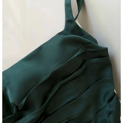 Green Square Neck Shirred Waist Maxi Dress