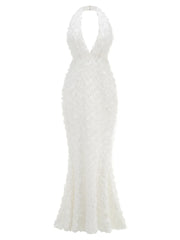 V neck applique dress designed for refined occasions