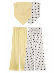 Polka Dot Tube Top and Wide Leg Pants Set