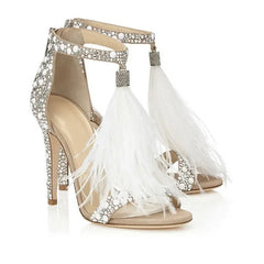 Feather Embellished Stiletto Heels
