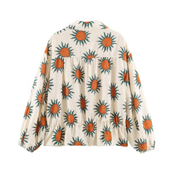 Sunflower Print Bomber Jacket