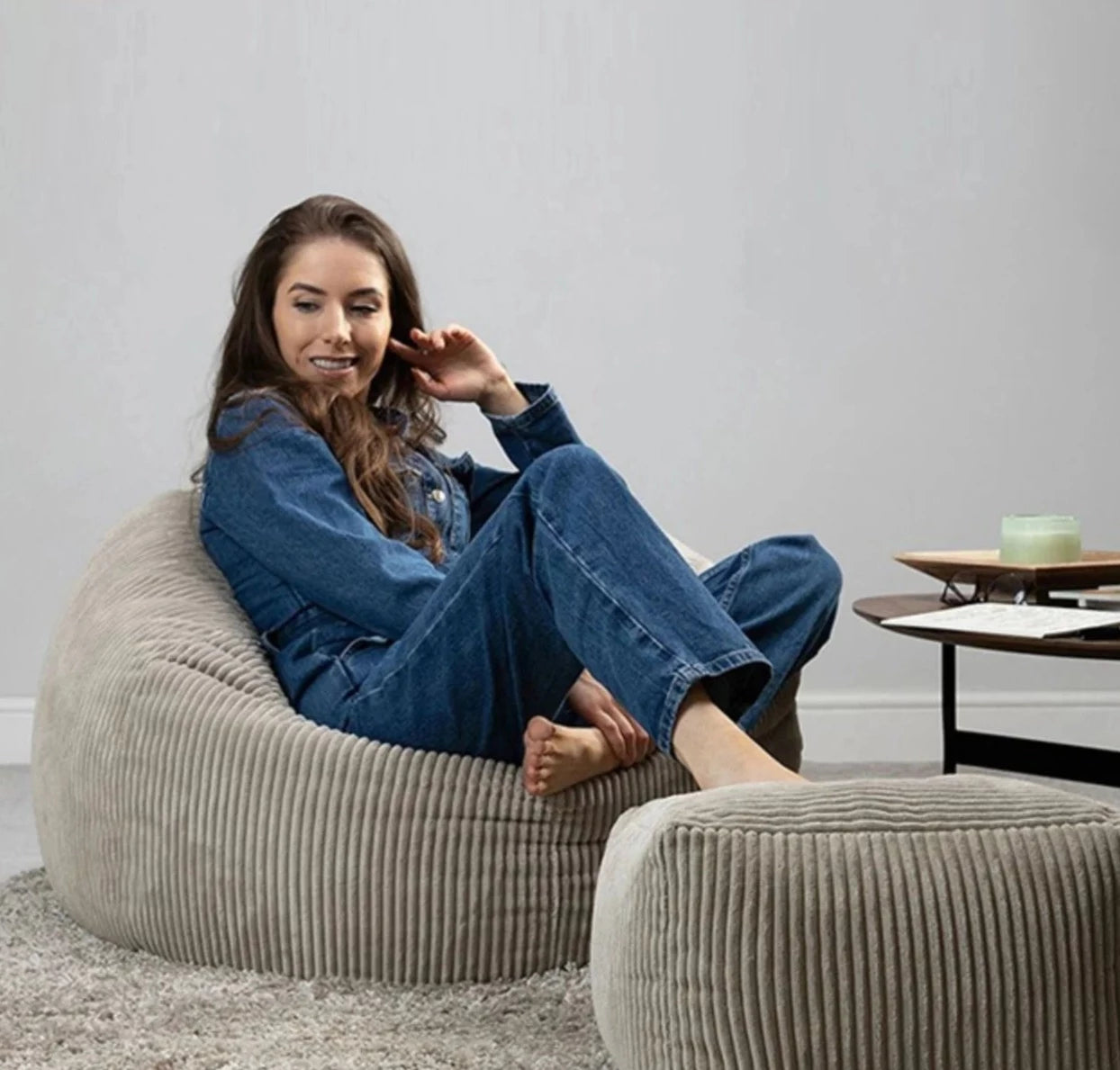 Flannel Velvet Bean Bag Pouf Ottoman Cover Frameless Furniture 