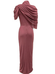 Mauve one-shoulder dress on a white background