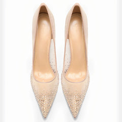 Rhinestone Mesh Stiletto Pumps