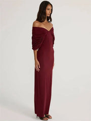 Draped Off-Shoulder Maxi Dress