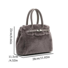 Faux Fur Top Handle Handbag