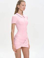 Collared Zipper Bodysuit and Ruched Playsuit