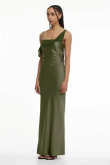 Draped One-Shoulder Maxi Dress