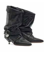 Pointed Toe Wrinkled Ankle Boots